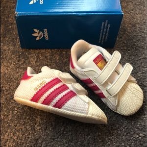 Adidas Superstar Crib Shoe White and Pink